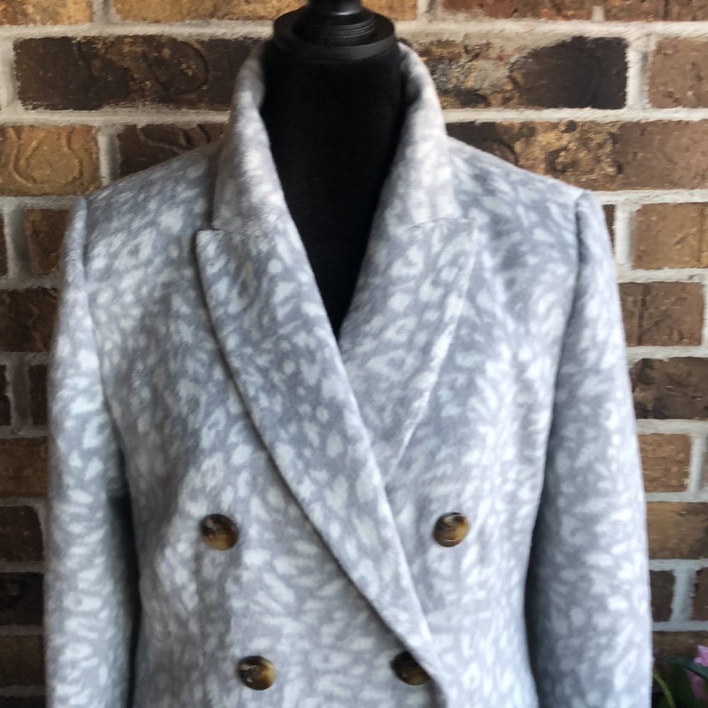 ANN TAYLOR $258 GRAY ANIMAL PRINT CHESTERFIELD COAT - Picture 5 of 15